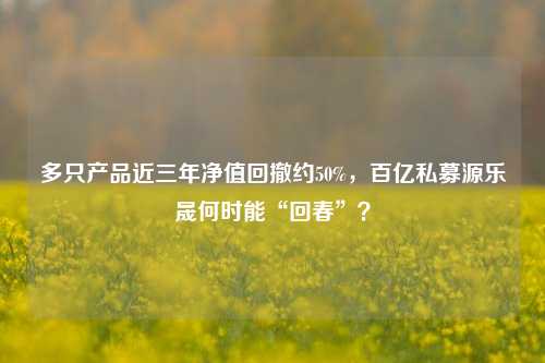 多只产品近三年净值回撤约50%，百亿私募源乐晟何时能“回春”？-第1张图片-福建新闻网