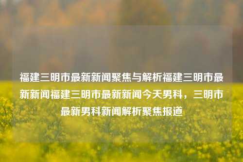 福建三明市最新新闻聚焦与解析福建三明市最新新闻福建三明市最新新闻今天男科，三明市最新男科新闻解析聚焦报道，今日三明市最新男科新闻焦点及深度解析-第1张图片-福建新闻网