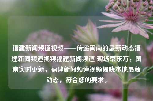 福建新闻频道视频——传递闽南的最新动态福建新闻频道视频福建新闻频道 现场京东方，闽南实时更新，福建新闻频道视频揭晓本地最新动态，符合您的要求。，福建新闻频道视频，揭晓闽南最新动态的实时更新-第1张图片-福建新闻网