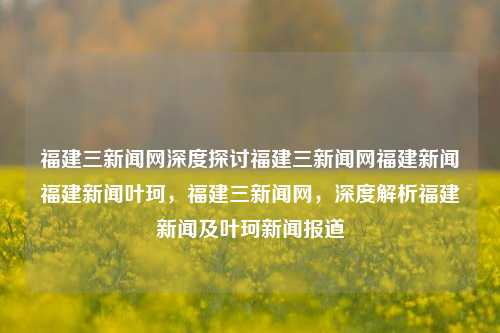 福建三新闻网深度探讨福建三新闻网福建新闻福建新闻叶珂，福建三新闻网，深度解析福建新闻及叶珂新闻报道，福建三新闻网深度解析，叶珂新闻报道与福建新闻热点解读-第1张图片-福建新闻网