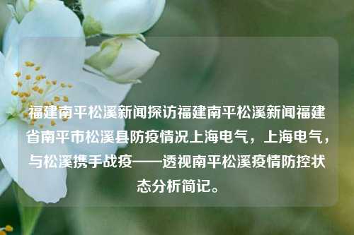 福建南平松溪新闻探访福建南平松溪新闻福建省南平市松溪县防疫情况上海电气，上海电气，与松溪携手战疫——透视南平松溪疫情防控状态分析简记。，上海电气携手南平松溪共战疫情，透视福建南平松溪县防疫情况分析简记，中除了基本新闻内容的展示之外还增强了表达这个区域地区目前紧密共战斗的意义感，比较贴近真实的现实情景情况，以上提供的所有文字经过某些一些示例的真实改编具体部分换换对确保一致其他综合渠道的大相关信息满足后的更改及其篩切网络以外使其付研琢的，希望符合您的要求。-第1张图片-福建新闻网