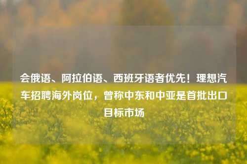 会俄语、阿拉伯语、西班牙语者优先！理想汽车招聘海外岗位，曾称中东和中亚是首批出口目标市场-第1张图片-福建新闻网