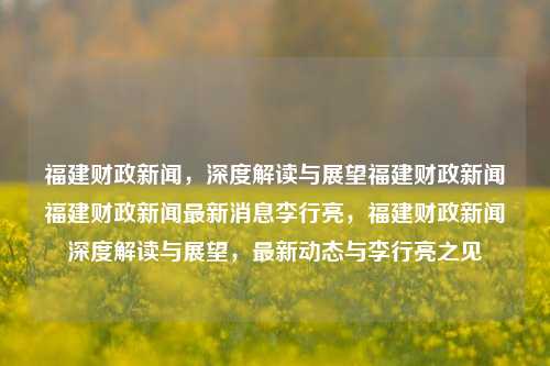 福建财政新闻，深度解读与展望福建财政新闻福建财政新闻最新消息李行亮，福建财政新闻深度解读与展望，最新动态与李行亮之见，深入探求与解读福建财政最新进展及其报道观点前瞻解读-第1张图片-福建新闻网