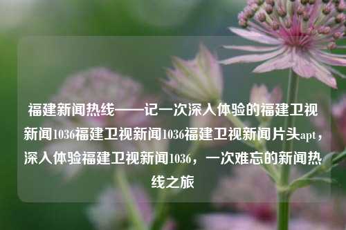 福建新闻热线——记一次深入体验的福建卫视新闻1036福建卫视新闻1036福建卫视新闻片头apt，深入体验福建卫视新闻1036，一次难忘的新闻热线之旅，福建新闻热线，难忘的深入体验之旅，探寻福建卫视新闻1036的独特魅力-第1张图片-福建新闻网