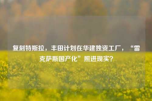 复刻特斯拉，丰田计划在华建独资工厂，“雷克萨斯国产化”照进现实？